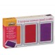 Set of 3 inkpads, packed in a storage box. Orange, red and purple