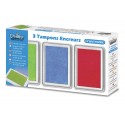 Set of 3 inkpads, packed in a storage box. Green, blue and pink