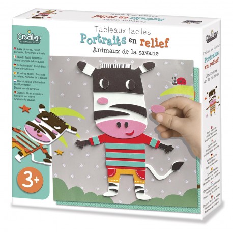Tableaux Faciles, Portraits en relief "Animaux de la Savane"