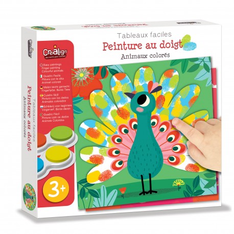Tableaux Faciles, Peinture au doigt "Animaux colorés"